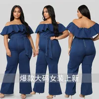 

Lifu Plus Size Jumpsuit Bodycon Off Shoulder Jean Denim Jumpsuit Women One Piece Jumpsuit Women