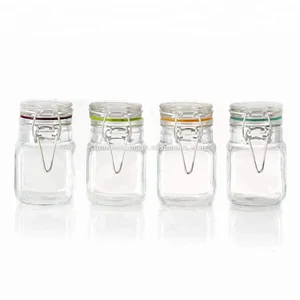 Image of Wide Mouth French Class Preserving jars Spice Canister Jar With Lid Airtight Jar Copper Swing Top
