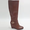 Hot Selling American Style Brown/Red Trend Winter High Heels Pu Leather Long Knee High Boots