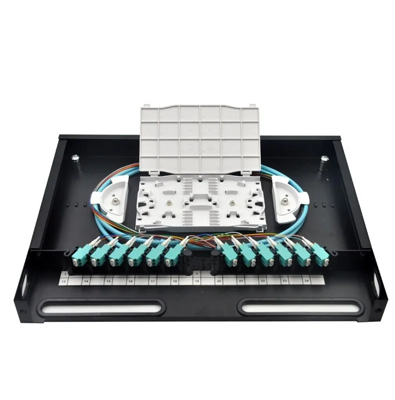 高品质 ftth odf 12 端口 lc upc 24 芯 1u 光纤接线盒
