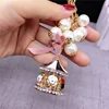 Charm Mini Crystal Key Chain Ring Holder Rhinestone Alloy Keychain Purse Pendant Key Jewelry pearl Gift Bag accessories