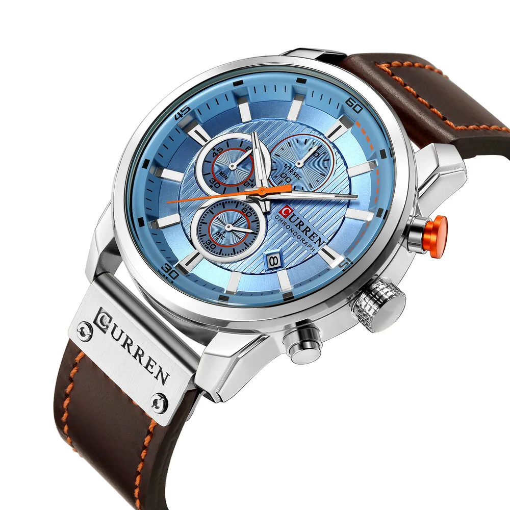 CURREN 8291 Men Quartz Movement Wristwatches Fashion&Casual Leather Band Alloy Case Auto Date