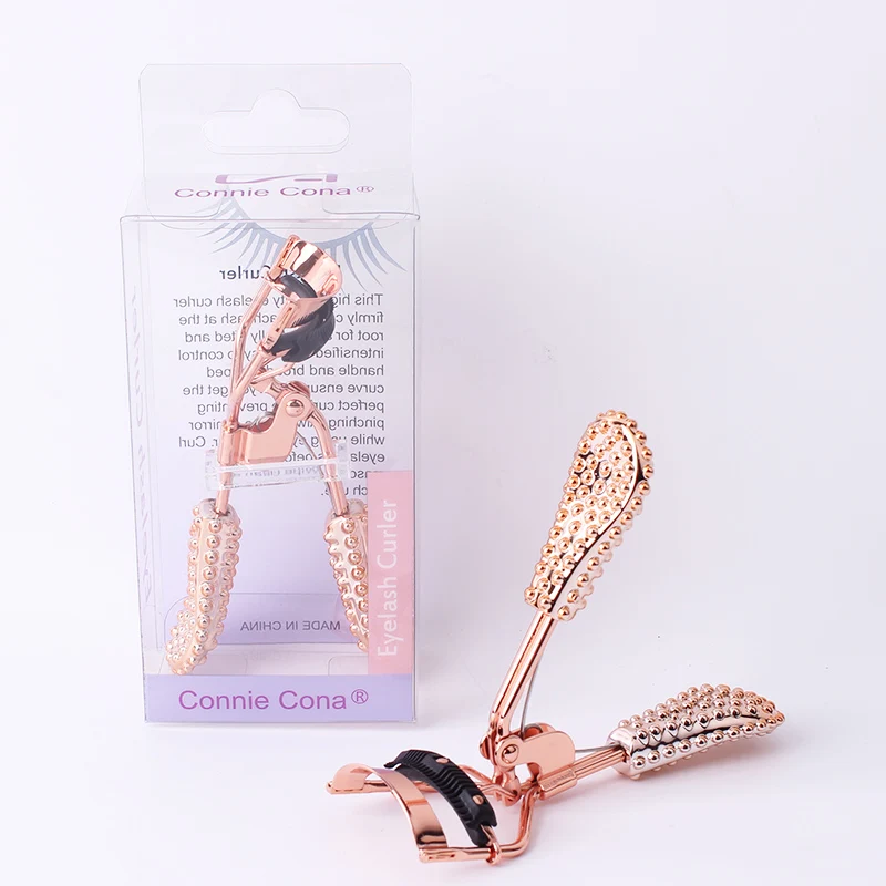 

LOW MOQ Connie Cona professional rose gold travel bling eyelash curler brush, Custom