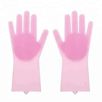 

Heat Resistant magic gloves Silicone Rubber Dish Washing Gloves With Wash Scrubber