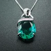 925 Sterling Silver Set Pear Cut Emerald Green Cubic Zirconia Pendant for Woman Jewelry