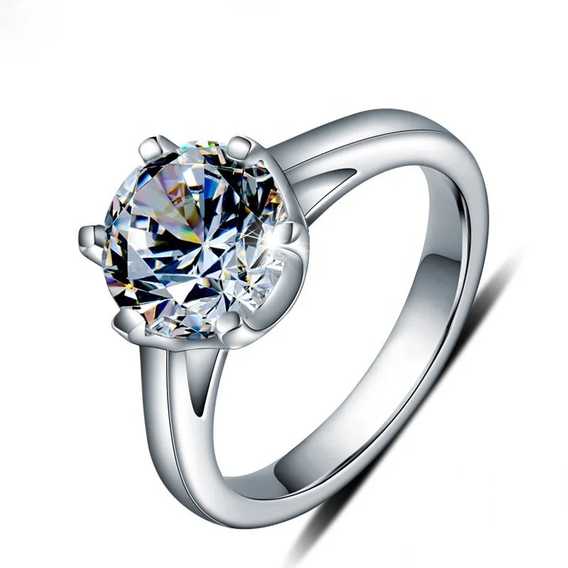 

Fashion jewelry 6 claw mosaic zircon 925 Sterling silver Simulated diamond ring