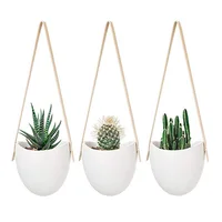 

APHACATOP Set of 3 Ceramic Hanging Planters Succulent Plant Pots