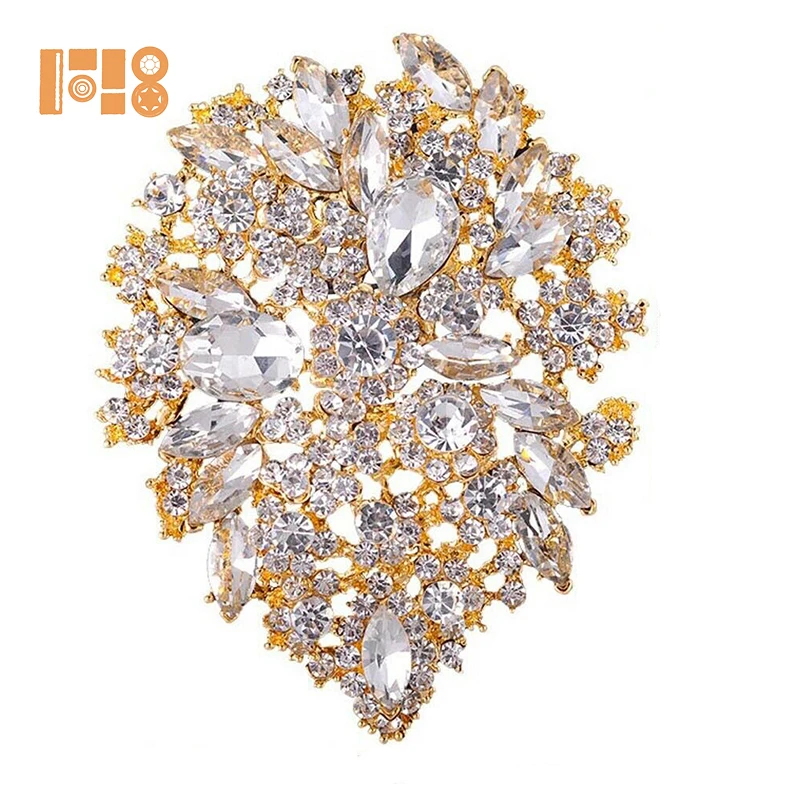 

Wholesale big wedding brooch pins ,big crystal rhinestone brooch pins for wedding decoration, White or as your request