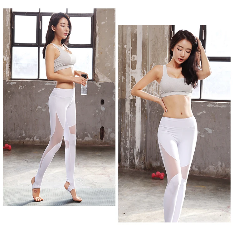 Women Sexy Yoga Pants Dry Fit Mesh Stitching Sport Pants Workout