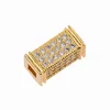 Real Gold Plated Micro Paved Cubic Zirconia CZ Square Cube Beads Charms Connector European Square Tube Spacer Beads Charms