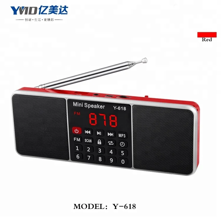 

Y-618 portable mini MP3 player FM radio speaker 2*3W power, Black;red;blue;golden