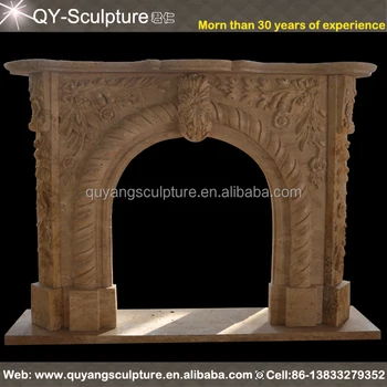 Wall Mounted Artificial Hand Carved Marble Fireplace Mantel