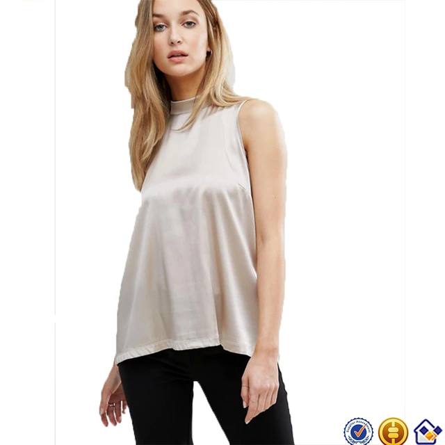 high neck silk top