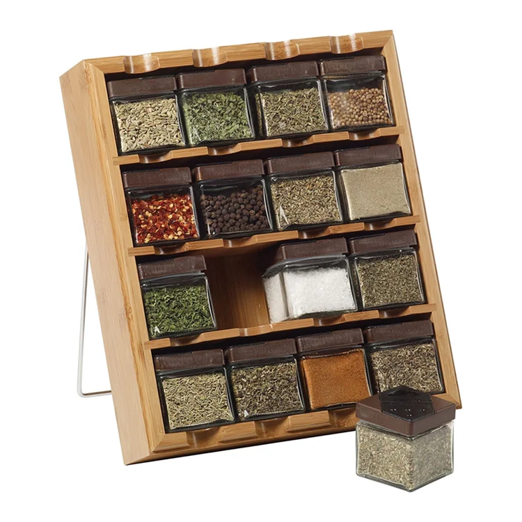Double Use Bamboo 4 Layer Drawer Tea Spice Organizer Wall Mounted