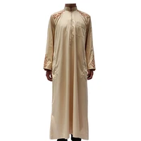 

2019 new embroidered zipper robe arab abaya spot long sleeve thobe muslim clothing for men