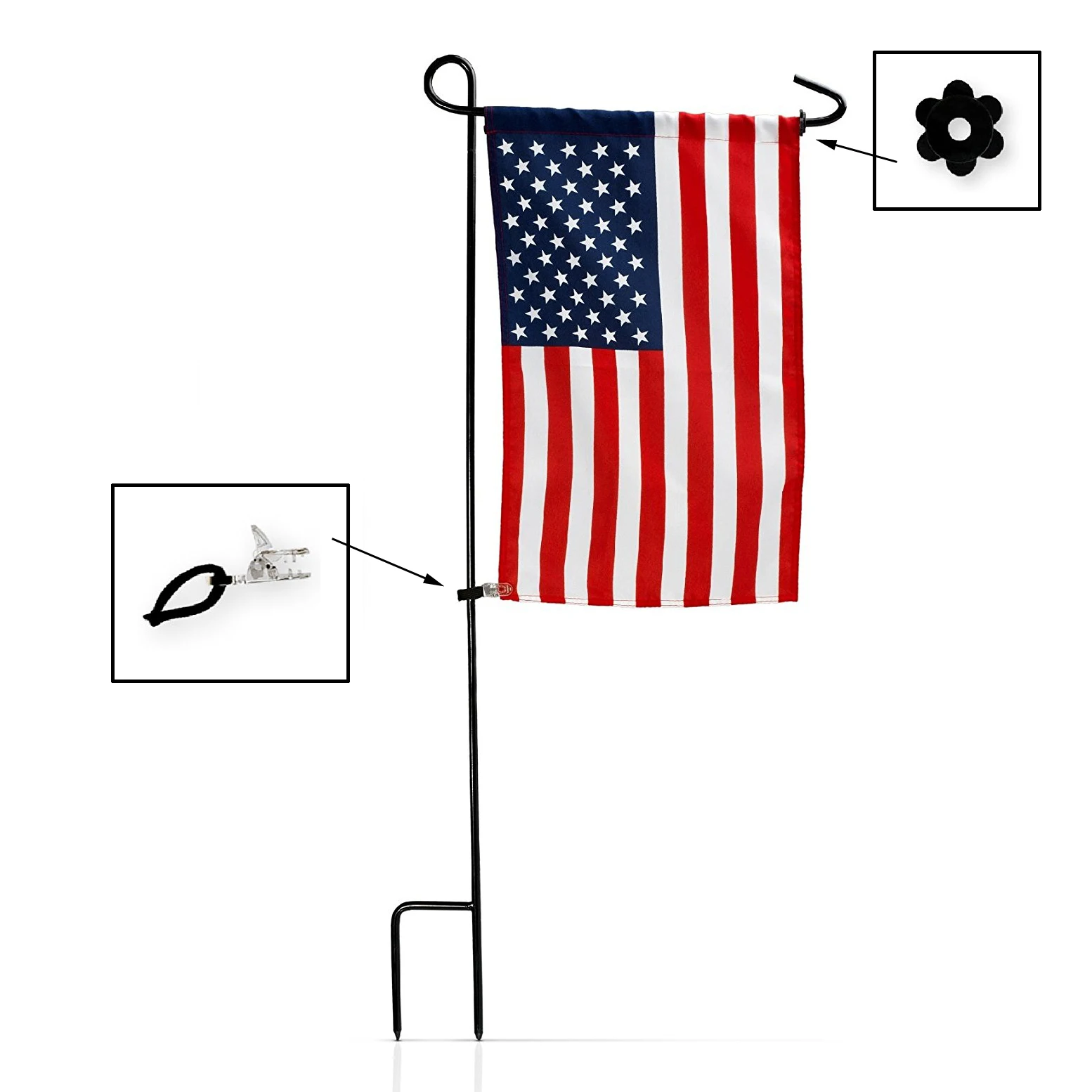 Oem Customized Garden Iron Flag Pole Threesection Metal Flagpole With