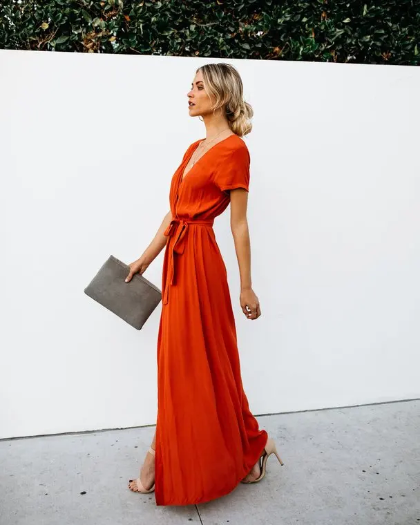 New Fashion Red Carpet Deep V Neck Wrap Maxi Dress - Buy Wrap Maxi ...