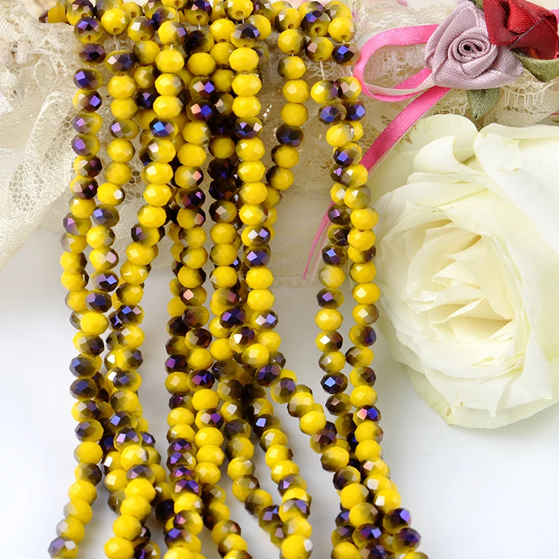 

6mm Amber Jewelry Glass Rondelle Faceted Beads For Jewelry Making, Please refer to colour card