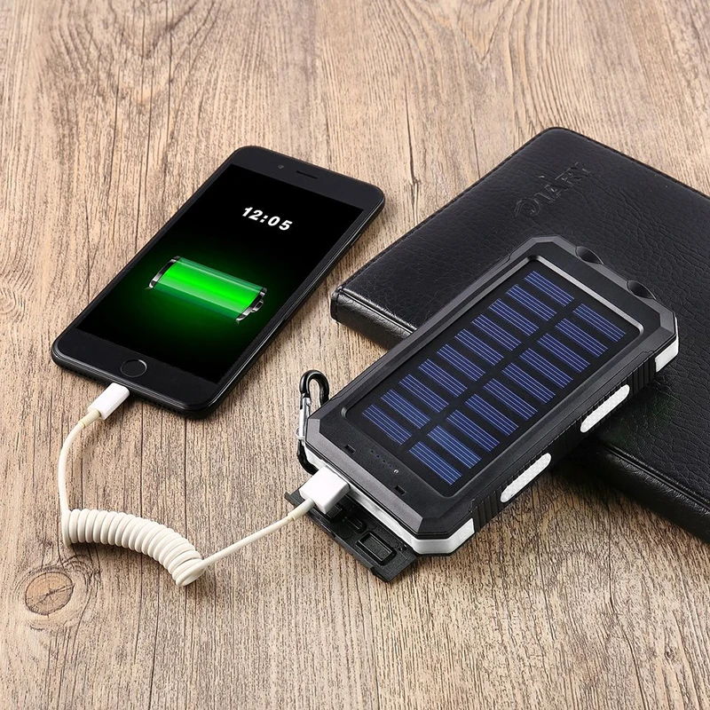 NEW Waterproof Solar Power Bank 20000mah Dual USB Li-Polymer Solar Battery Charger Travel Powerbank for All Phone