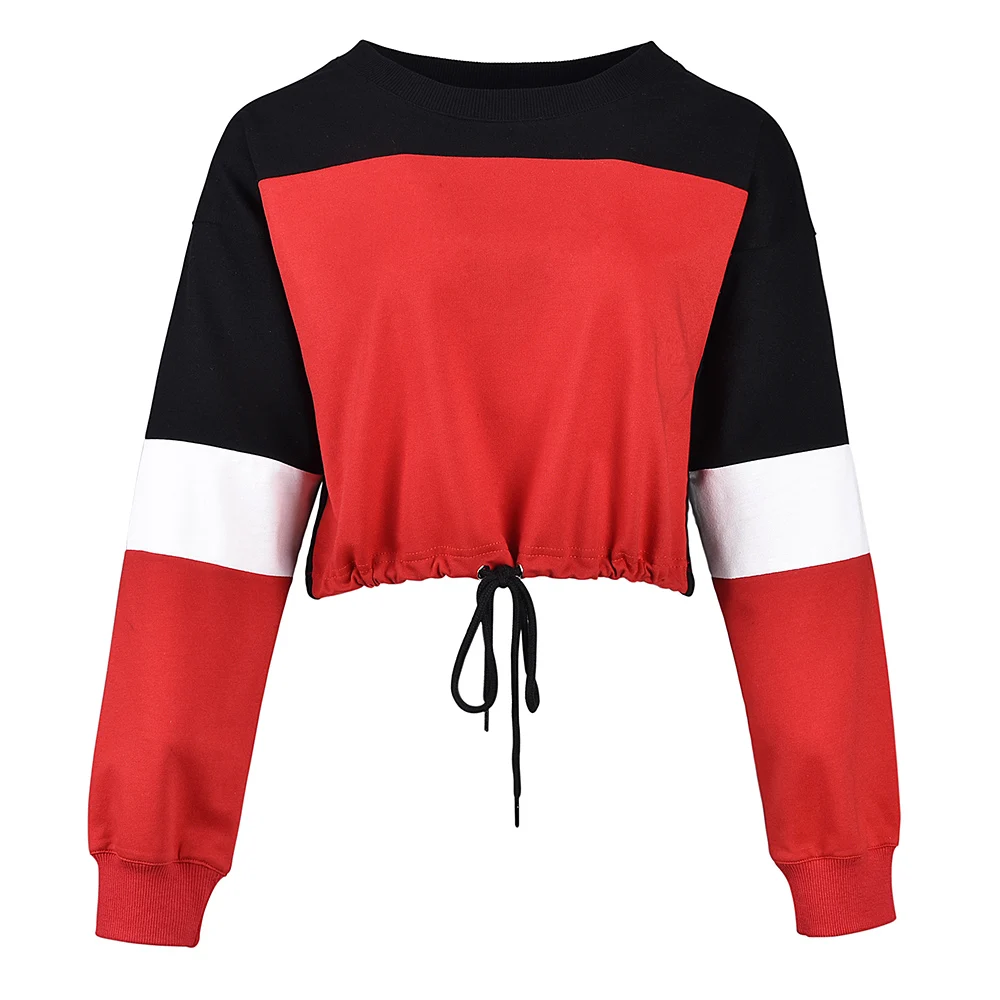 

Wholesale Color Block String Bottom Women Crop Top, As pictures