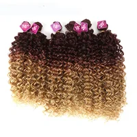 

Manka Weaving Kinky Curly Ombre Hair Bundles Natural Black Blonde Color Front Lace Closure Hair For Women