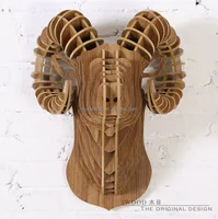 

Wall ram creative sheep home accessories 3D DIY wooden sculpture crafts restaurant decoration animal head ornaments art decor