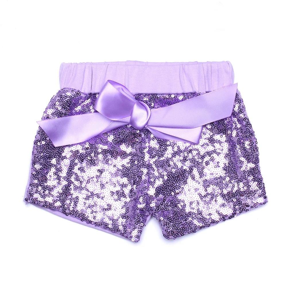 

RTS most popular glitter shorts for baby girl with bow plain sequin shorts in good quality boutique smash hot saling costume, Picture