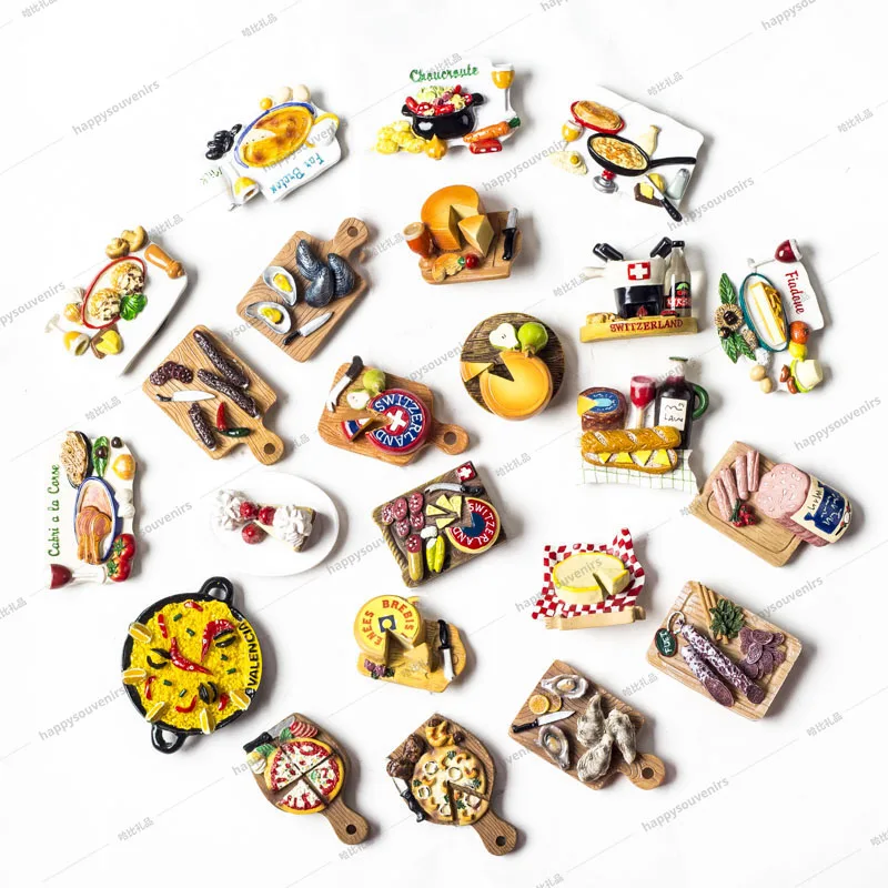 

Wholesale Breakfast Bread Food Cake 3D Resin Decoration Fridge Refrigerator Magnets, Colors