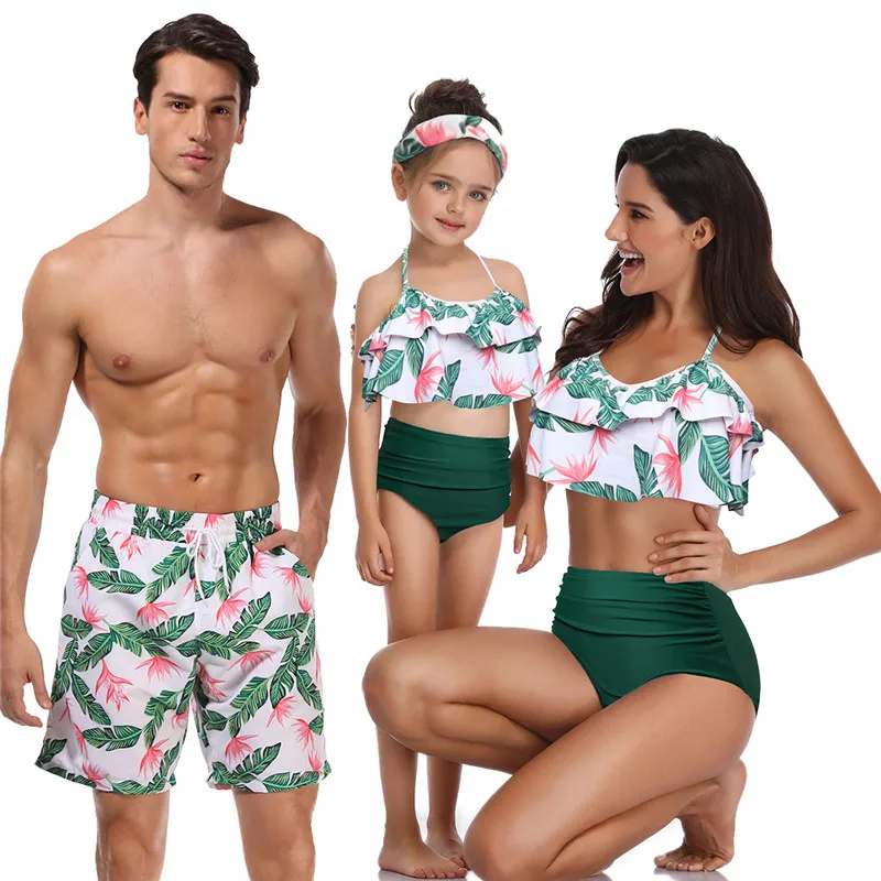 BK-208 2019 Fashion family and daughter swimsuit outfits wholesale ladies women man lover swimsuit mommy and me bathsuit