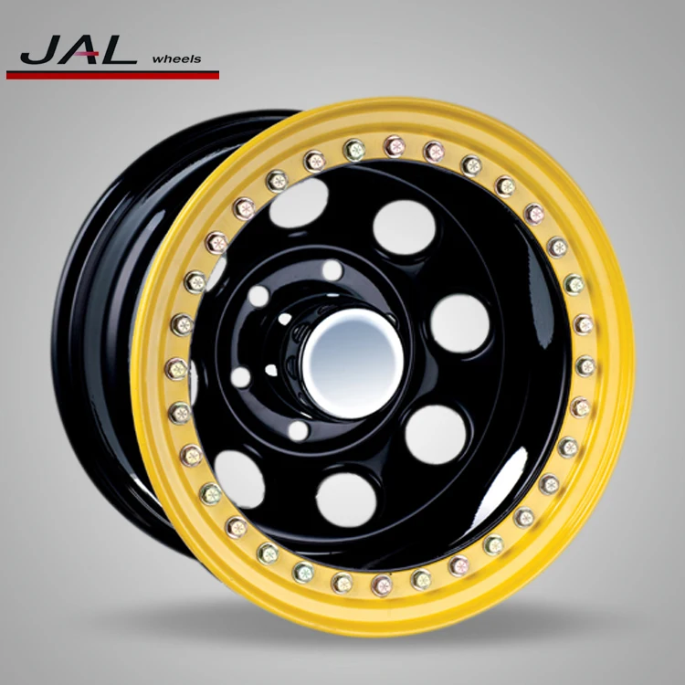 Top Quality Custom Made Black And Yellow Car Rims 15x10 Steel Wheels