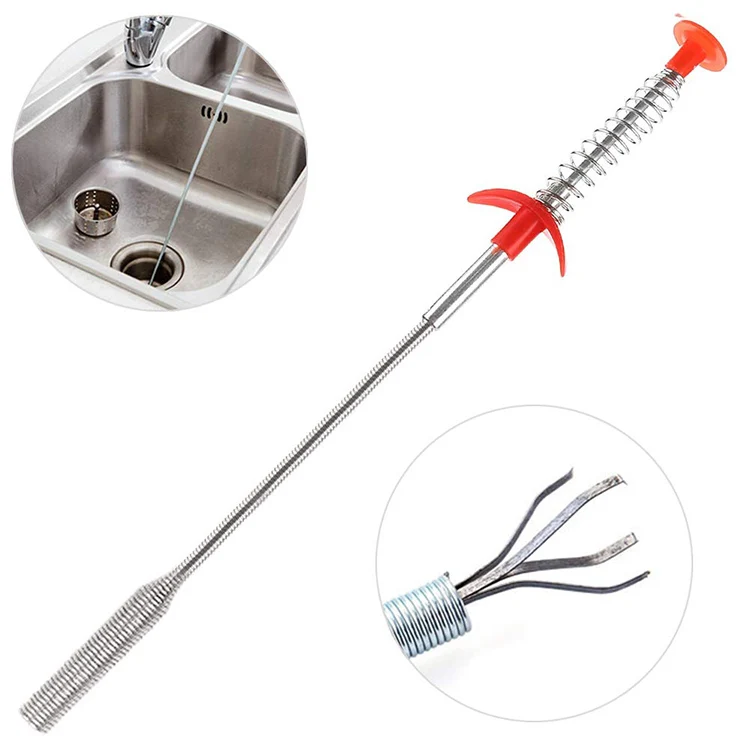 

Top Seller 2021 Amazon Personalized Design New Product Cleaning Dredge Remover Hair Sewer Filter Tool Spring Drain Snake Cleaner, Silver