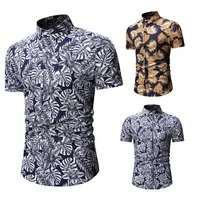 

E8YS73 VZFF Summer new fashion short sleeved flower shirts for men casual