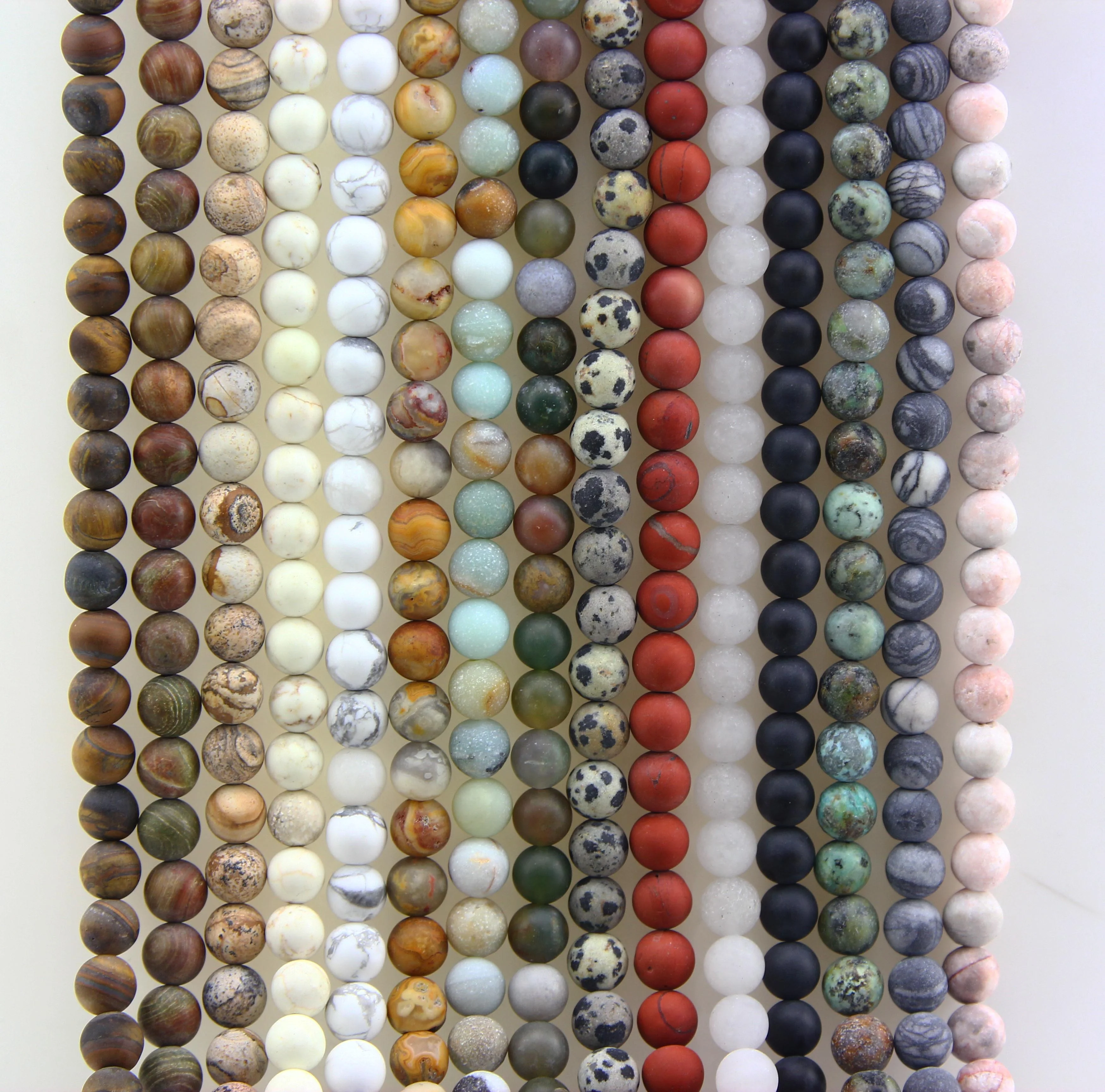 

Wholesale  Frosted Matte Polished Natural Loose Stone Beads For Jewelry Making, Multi-color optional