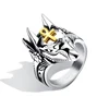 Wholesale Mens Punk Style Stainless Steel Pirate Part Plated Gold Skull Ring