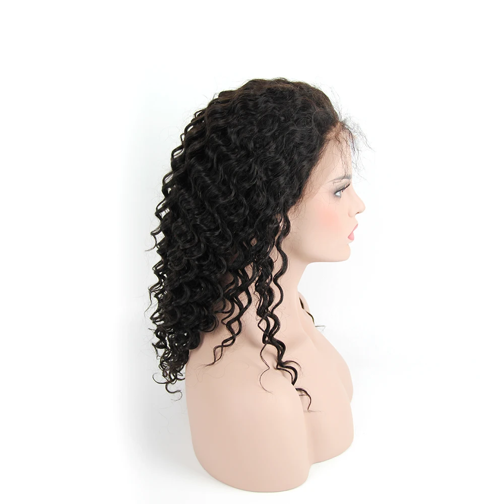 

10A Virgin Unprocessed Brazilian Hair Deep Wave Human Hair Full Lace Wig