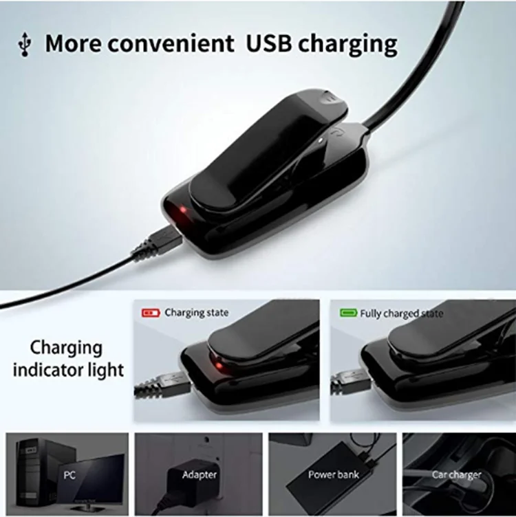 
China supplier ABS material 9 led USB Rechargeable Reading Mini Book light for clip on piano 