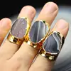 AM-YGH295 Trendy-beads Natural Geode Druzy Agate Slice Ring Druzy Drusy Irregular Shape Adjustable Ring Fashion Jewelry