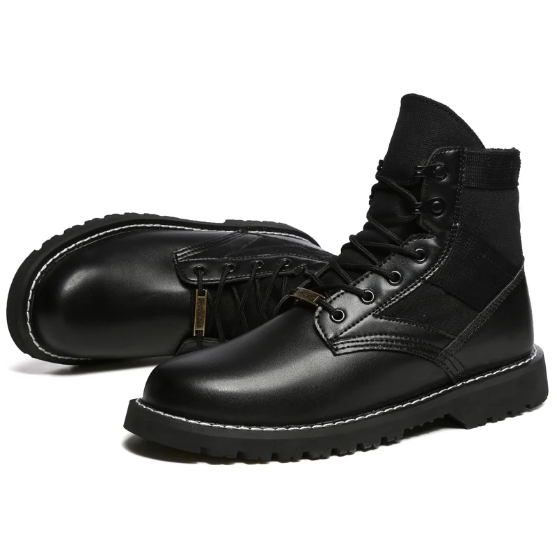 
Black PU hot sale waterproof lace up winter boot leather for men 