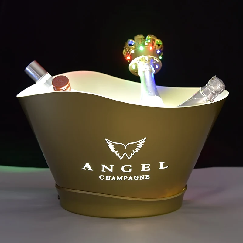 

OEM custom 12L large rechargeable light up painting laser metal stainless steel led ice bucket for champagne wine bottle, Custom color you want