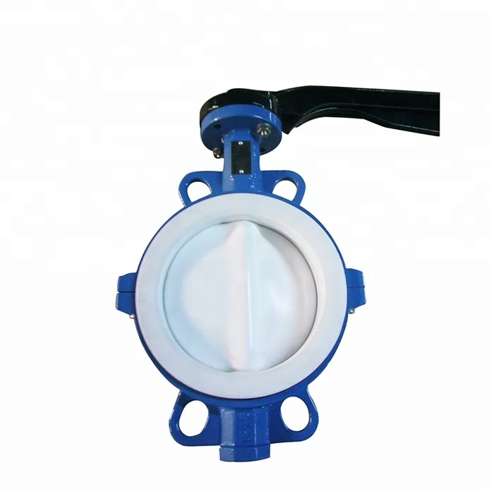 Ductile Iron PTFE Lind Seat Encapsulated Disc Wafer Type Butterfly Valve