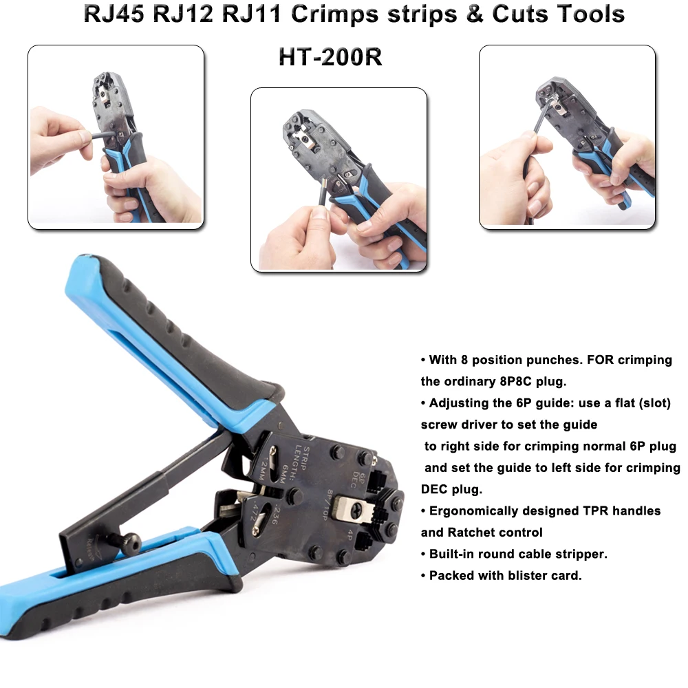 Modular Plug Connector Crimping Tool Ht-200r Hand Crimper - Buy Hand ...