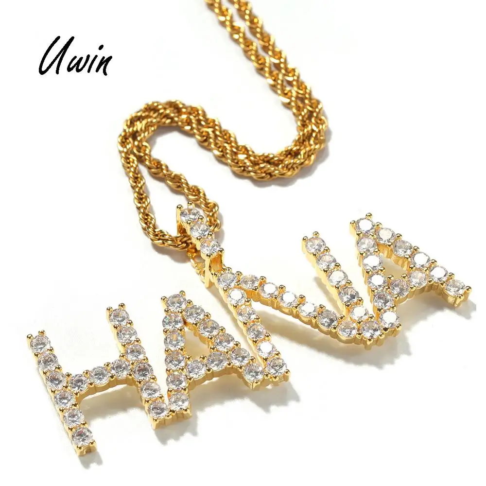 

Uwin Charm Initial Letter Zircon Pendant Custom Name Pendant Jewelry