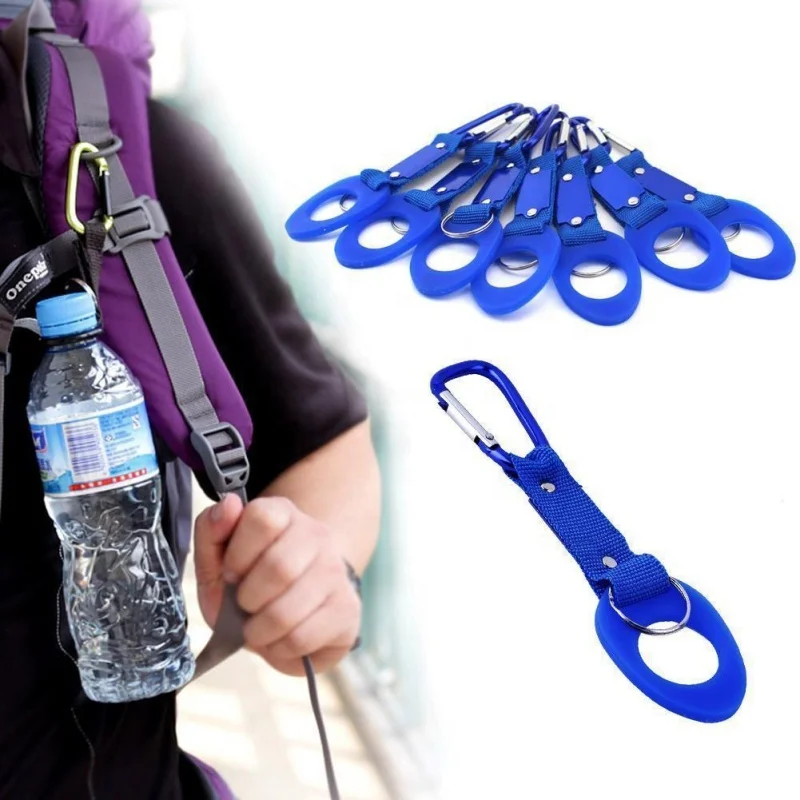 

FY fashion Arrival Sports Outdoor Kettle Buckle Carabiner Water Bottle Holder Camping Hiking Aluminum Rubber Buckle Hook, Customized color