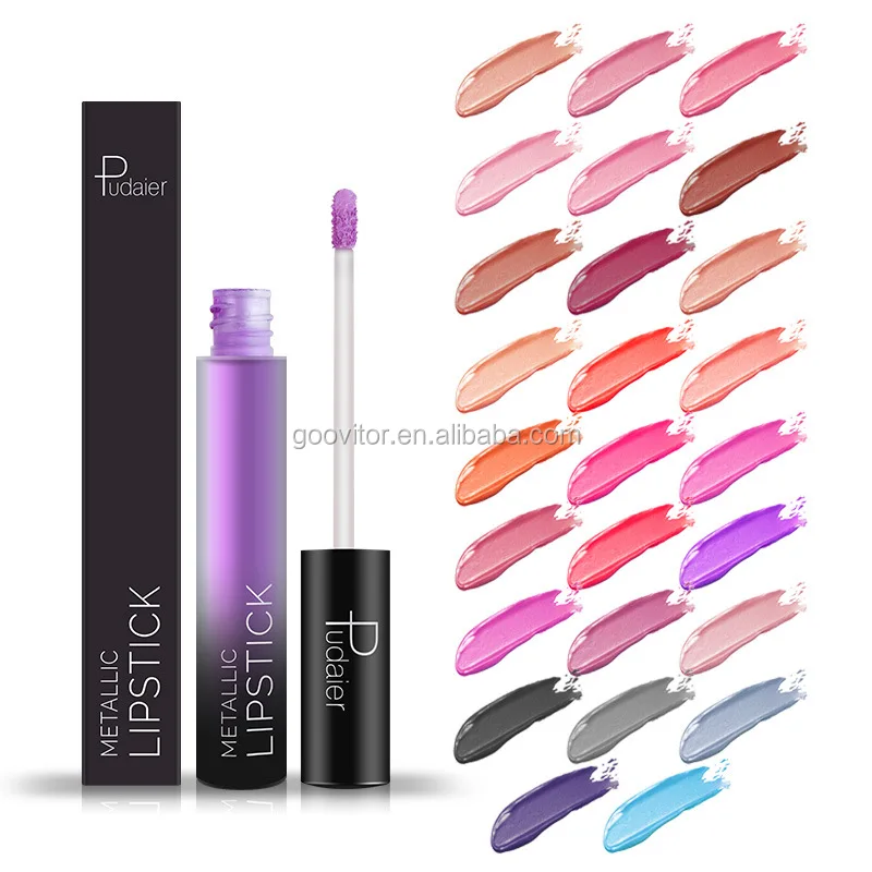 

Pudaier Cosmetics Makeup Matte Lipgloss 26 Colors Metallic Liquid Lipstick Rainbow Lipgloss