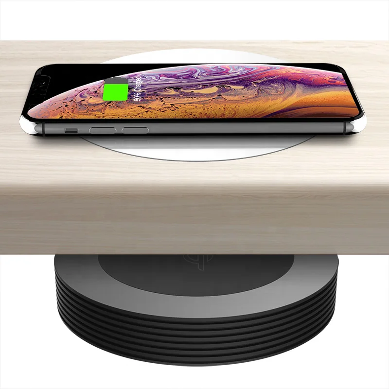

Under table furniture qi wireless charging for hotel bar office desktop embedded fast charger for iPhone xr xs mobile, Black/while