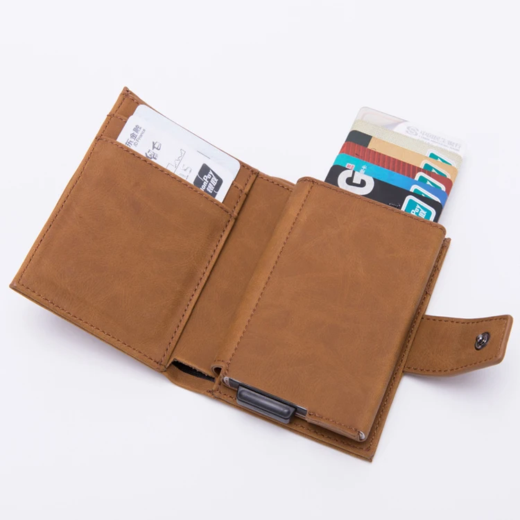 

Top grade design crazy-horse leather mens card holder RFID blocking wallet