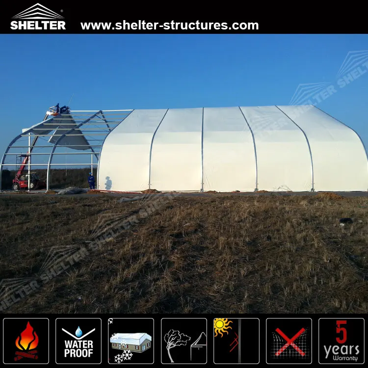 Military Modular Prefab Metal Clamshell Buildings Aircraft Hangars