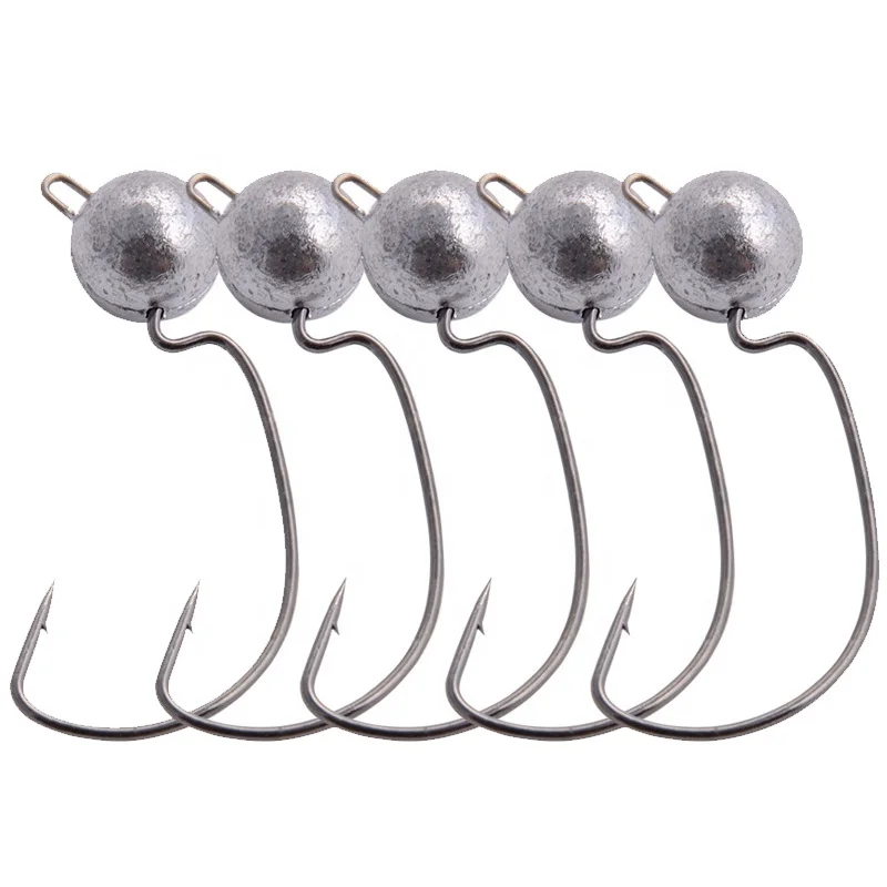 

3.5g 5g 7g Off-set Lead head Fishing hooks carp tackle accessories stainless steel ice winter free jig head for soft worm