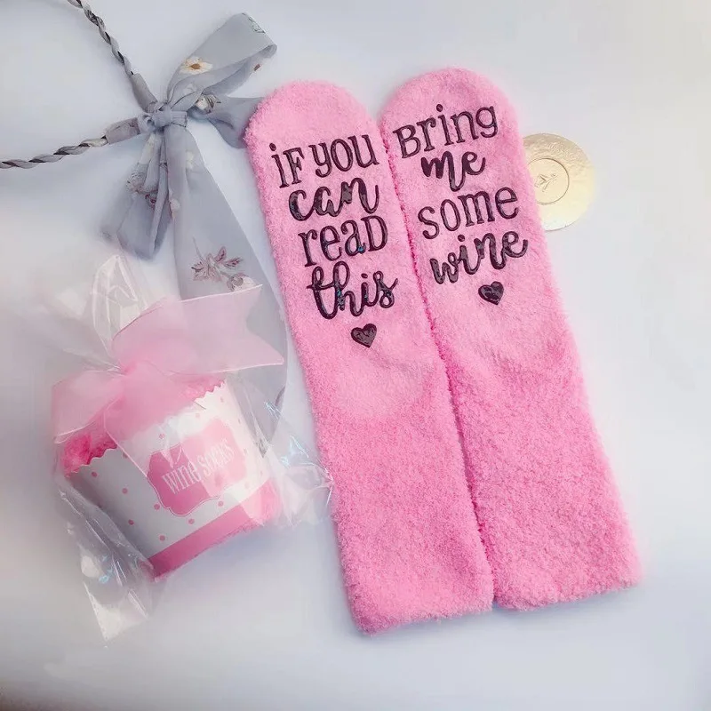 

custom long fluffy fuzzy warm fashion cotton wine socks with cup cake, N/a