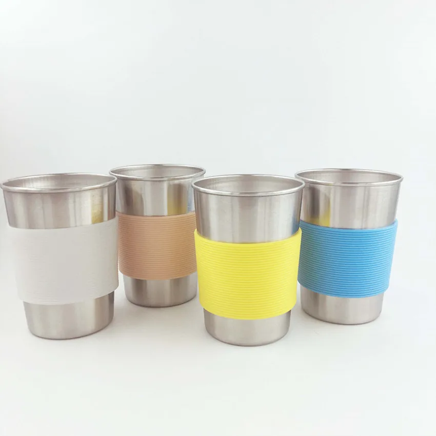 Stainless Steel Camping Cup With Coloful Sleeve,10oz Stackable